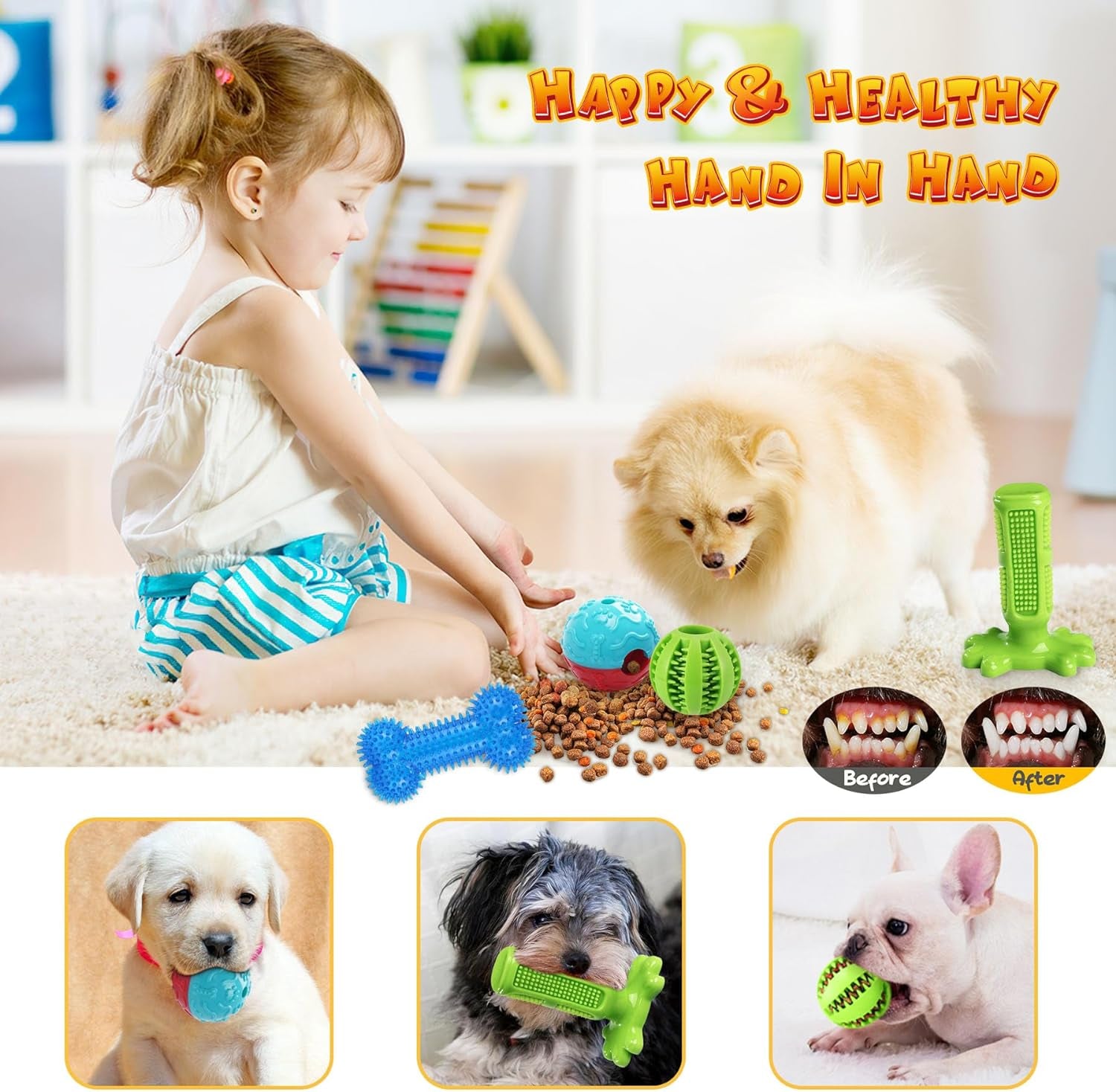 Dog Chew Toys for Puppy - 23 Pack Puppies Teething Chew Toys for Boredom, Pet Dog Toothbrush Chew Toys with Rope Toys, Treat Balls and Dog Squeaky Toy for Puppy and Small Dogs