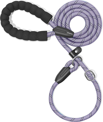 Durable Slip Lead Dog Leash with Padded Handle and Highly Reflective Threads, No Pull Dog Training Leash, (1/2" X 6 FT, Lavender)