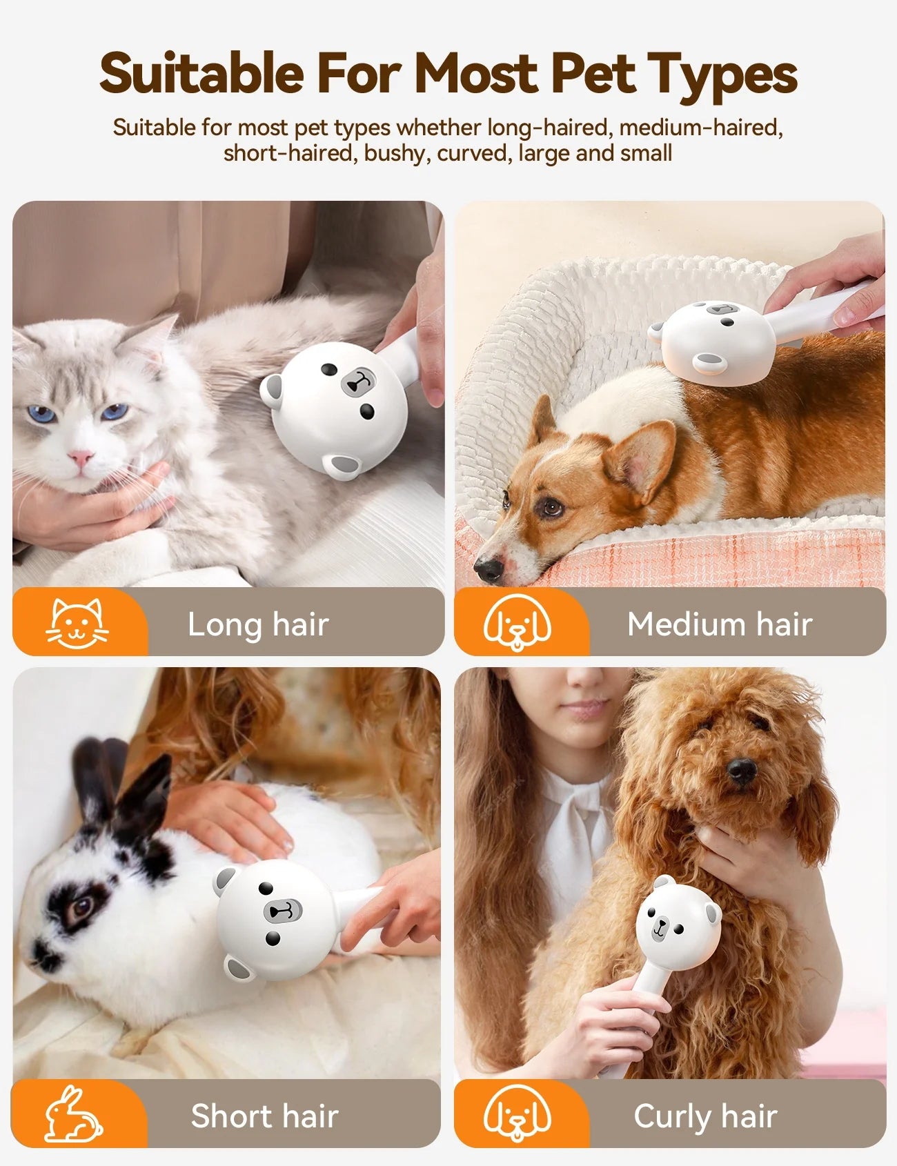 3 in 1 Cat Brush, Cat Steam Brush for Shedding & Grooming Tool, Self-Cleaning Slicker Brush for Indoor Cats, Pet Hair Removal Comb with Release Button for Long Short Haired Cats Dogs