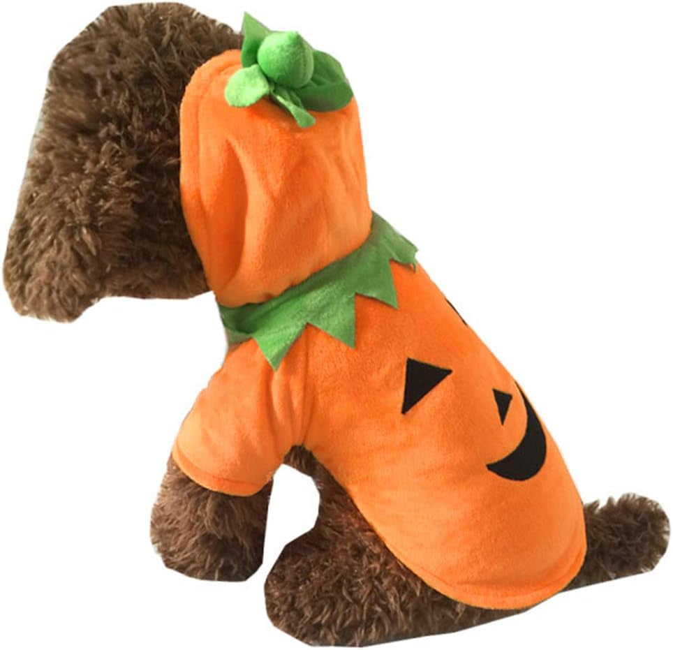 Dog Cat Halloween Pumpkin Costume Pet Cosplay Outfits Clothes Fleece Hoodie Sweater Coat Halloween Costumes for Dogs Puppy Cats