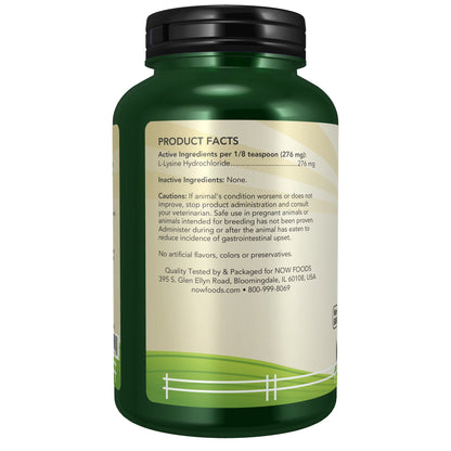 Pet Health, L-Lysine Supplement, Powder, Formulated for Cats, NASC Certified, 8-Ounce