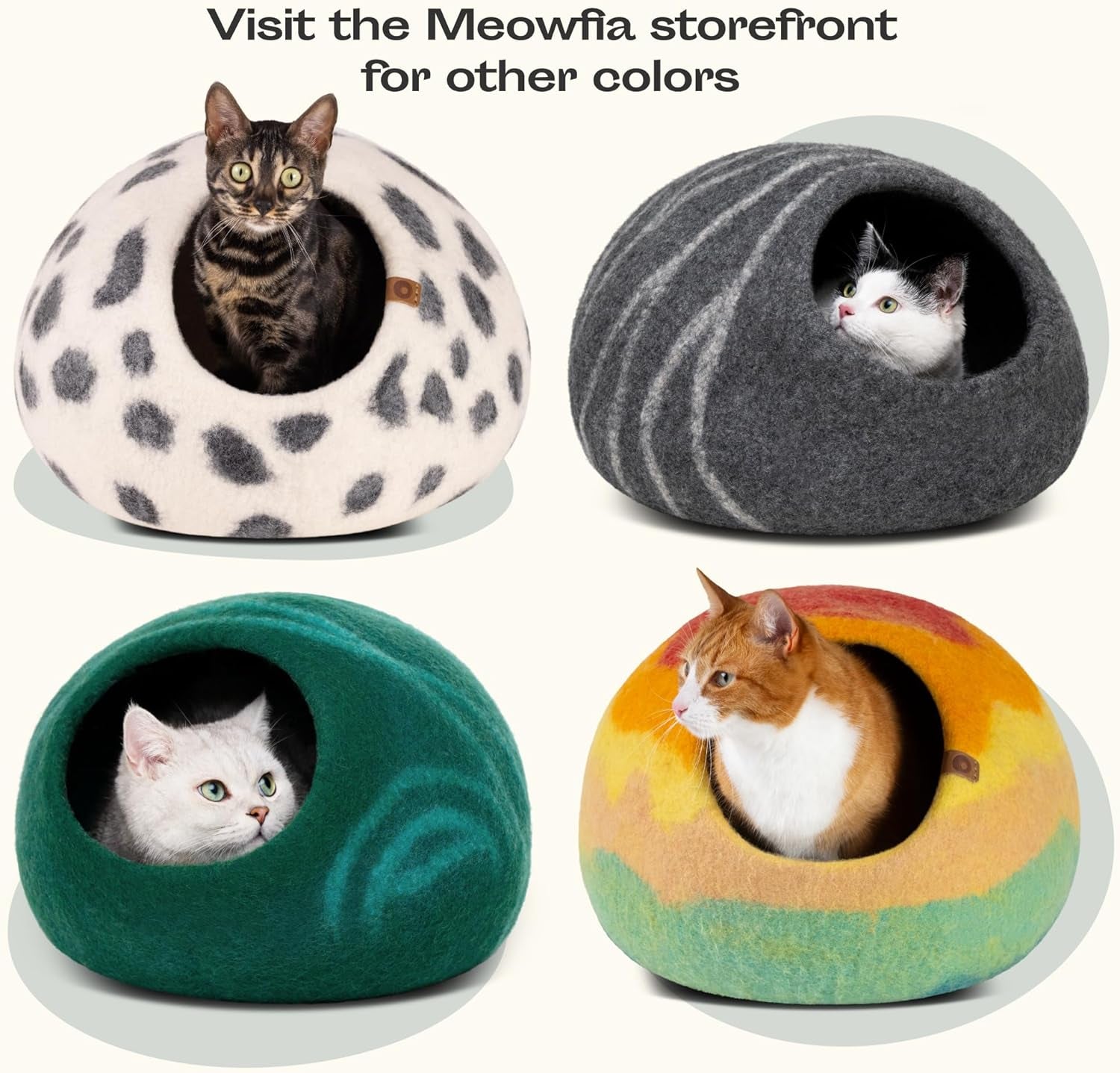 Premium Felt Cat Bed Cave - Handmade 100% Merino Wool Bed for Cats and Kittens (Large, Slate Grey)