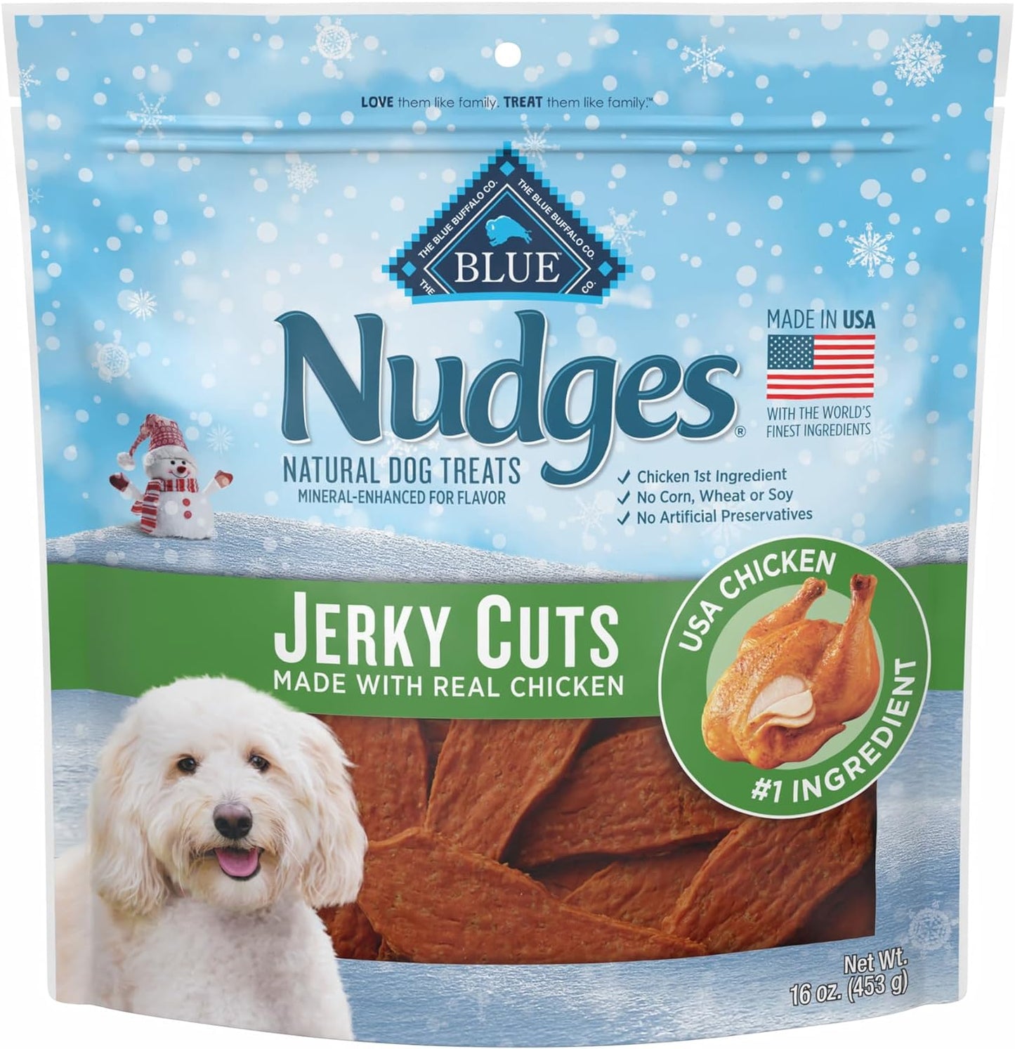 Nudges Jerky Cuts Natural Dog Treats, Chicken, 16Oz Bag