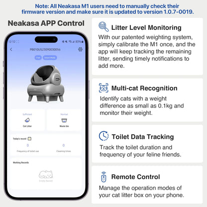 M1 plus Self-Cleaning Automatic Cat Litter Box with Sensor, 7.17L, Odor-Free Waste Disposal, Includes Trash Bags