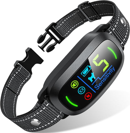 Dog Bark Collar,  Rechargeable Smart Collar, anti Barking Training Collar with 5 Adjustable Sensitivity Beep Vibration Shock, for Large Medium Small Dogs (Black)