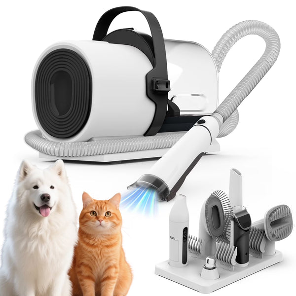 Dog Grooming Kit, 7 Grooming Tools, Pet Grooming Vacuum, Dog Clippers Kit, Low Noise, PG80PLUS