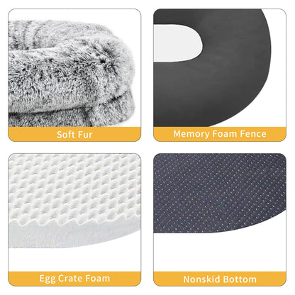 Human Dog Bed, Oversized Memory Foam Dog Bed, 79"X43" with Blanket and Pillow, Removable Fur Cover, Grey