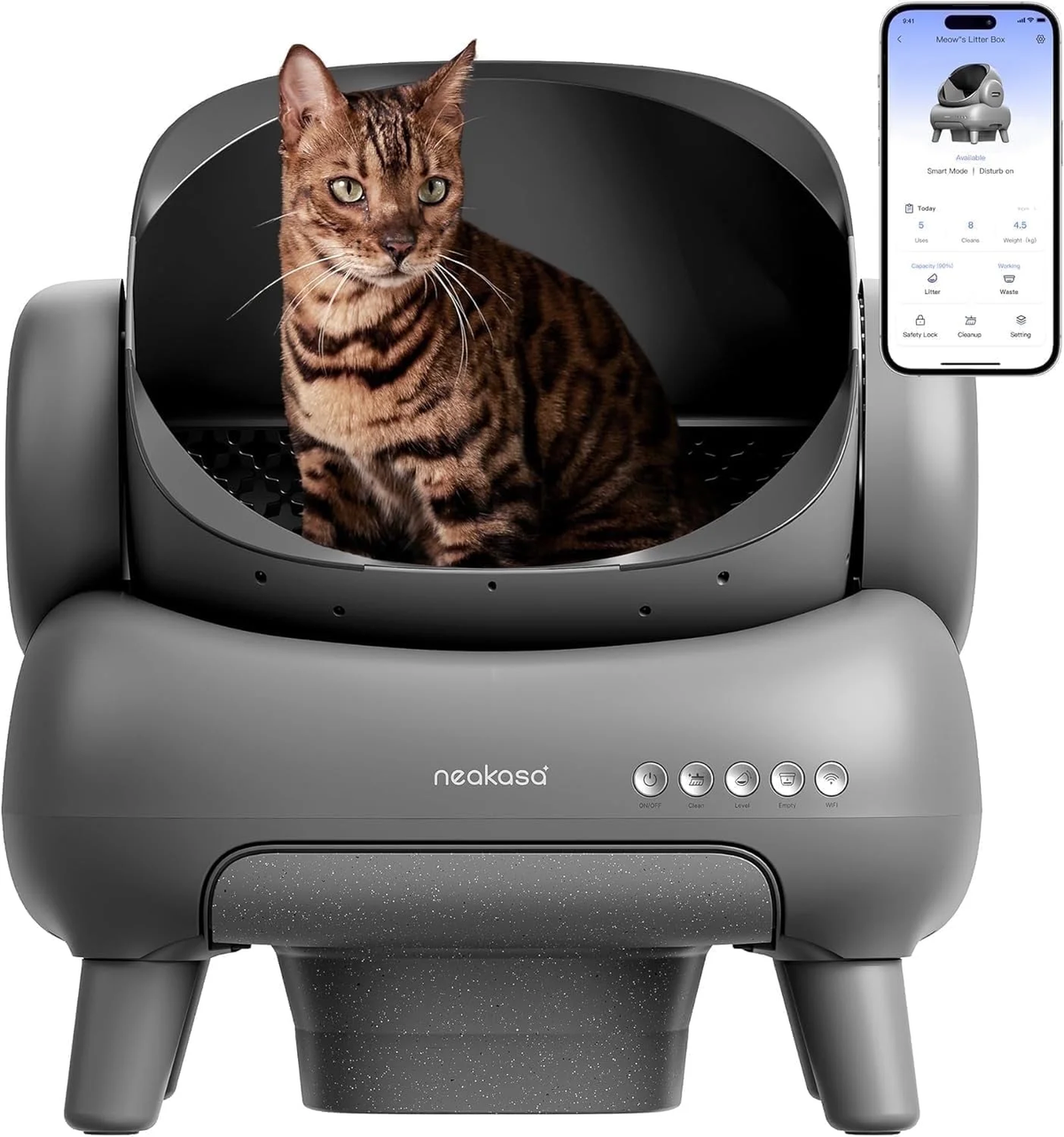 M1 plus Self-Cleaning Automatic Cat Litter Box with Sensor, 7.17L, Odor-Free Waste Disposal, Includes Trash Bags