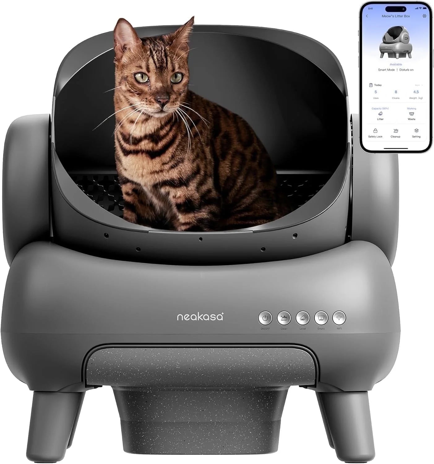M1 plus Self-Cleaning Automatic Cat Litter Box with Sensor, 7.17L, Odor-Free Waste Disposal, Includes Trash Bags