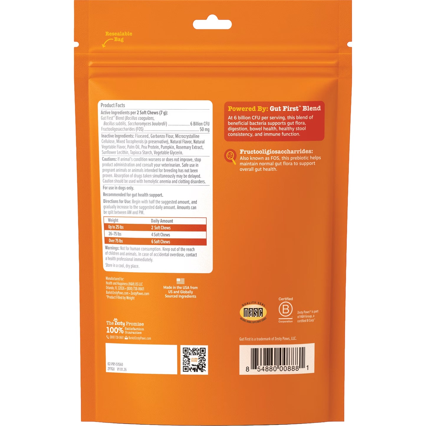 Probiotic Bites Pumpkin Flavor Dog Supplement, 60 Count