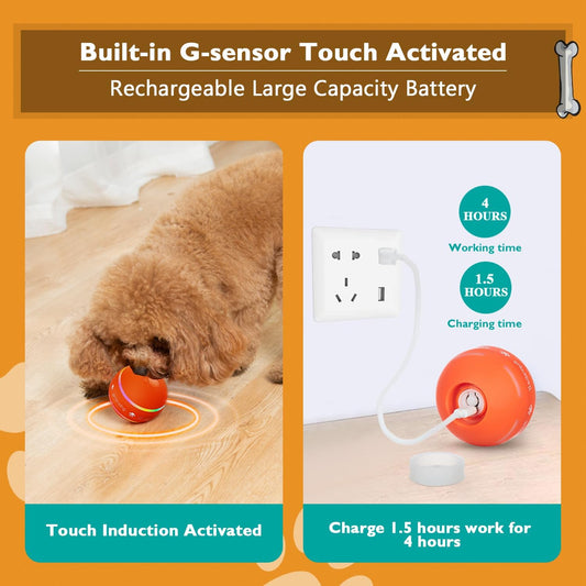 Interactive Dog Toys Dog Ball,[2023 Newly Upgraded] Durable Motion Activated Automatic Rolling Ball Toys for Puppy/Small/Medium/Large Dogs,Usb Rechargeable