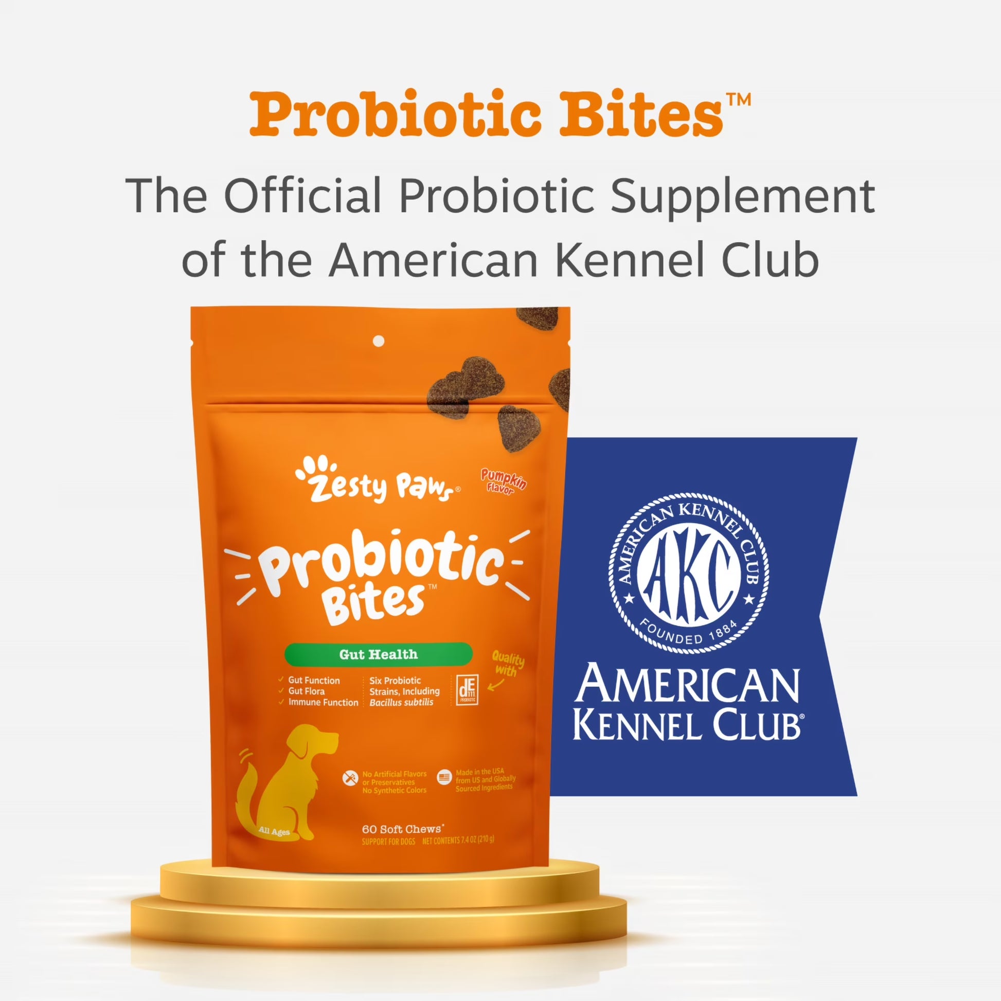 Probiotic Bites Pumpkin Flavor Dog Supplement, 60 Count