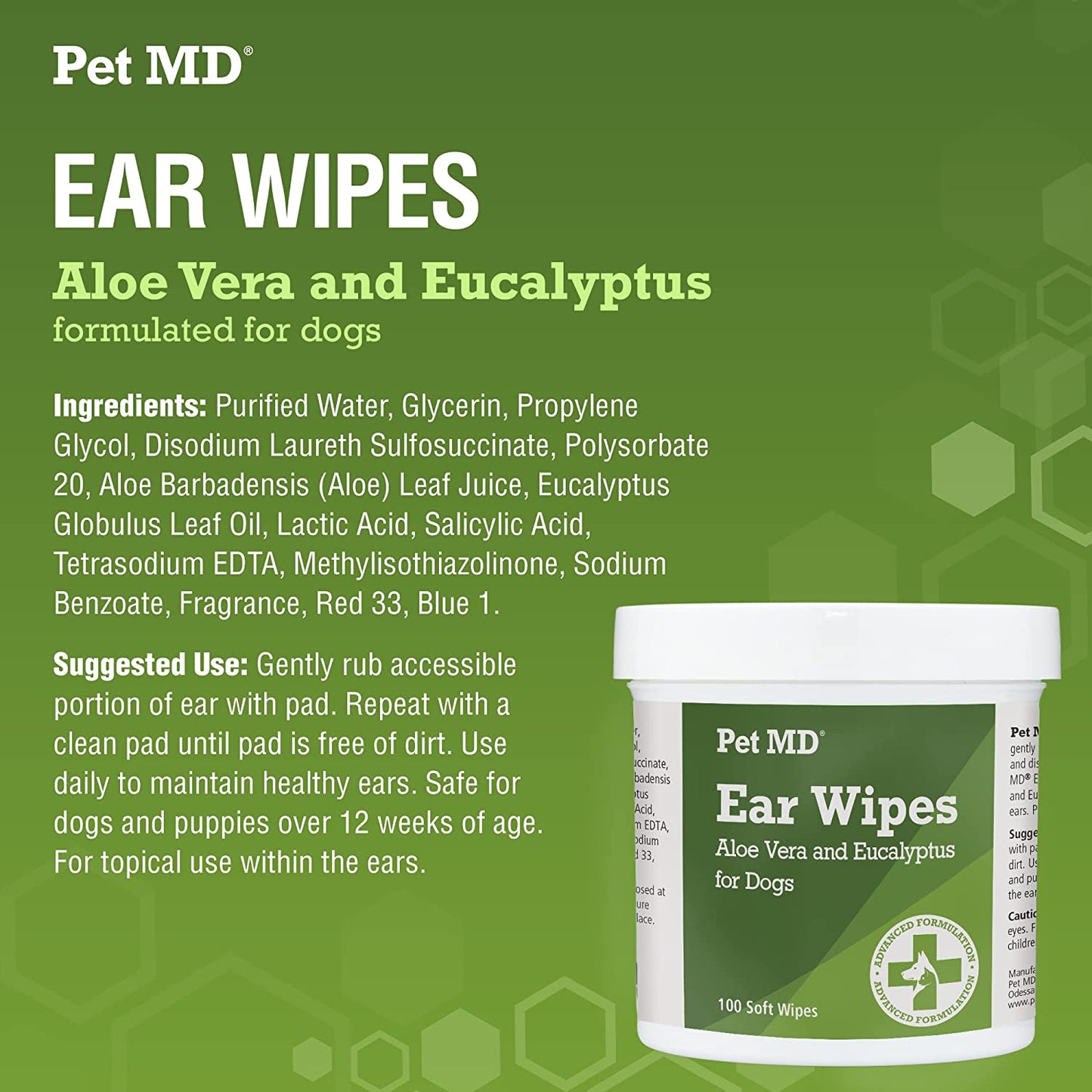 - Dog Ear Cleaner Wipes - Otic Cleanser for Dogs to Stop Ear Itching, and Infections with Aloe and Eucalyptus - 100 Count