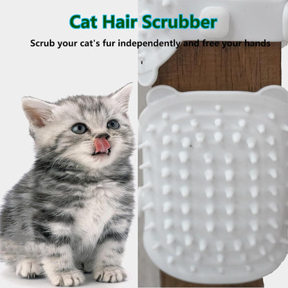 Cat Self Groomer and Corner Brush, Reduce Shedding, Scratching, and Itchiness, Pet Tickling Artifact with Silicone Bristles, Easy Installation for All Cat and Dog Pet, Self Cleaning Cat Brush Toy