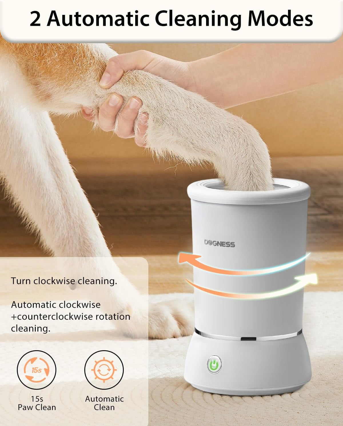 Automatic Dog Paw Cleaner, Dog Paw Washer for Small and Medium-Sized Dog, Paw Cleaner for Dogs and Cats (White)
