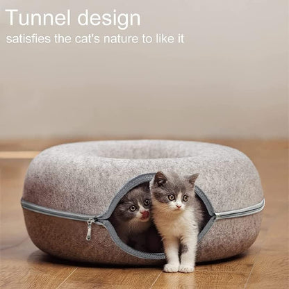 round Felt Cat Tunnel Interactive Cat Bed Removable Cat Nest Hide and Seek Wendy Cat Tunnel Bed
