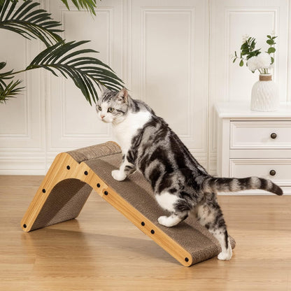 L Shape Cat Scratcher, 26.8 Inch Cat Scratchers for Indoor Cats, Protecting Furniture Cat Scratch Pad, Cardboard Cat Scratching with Ball Toy, Catnip, Large