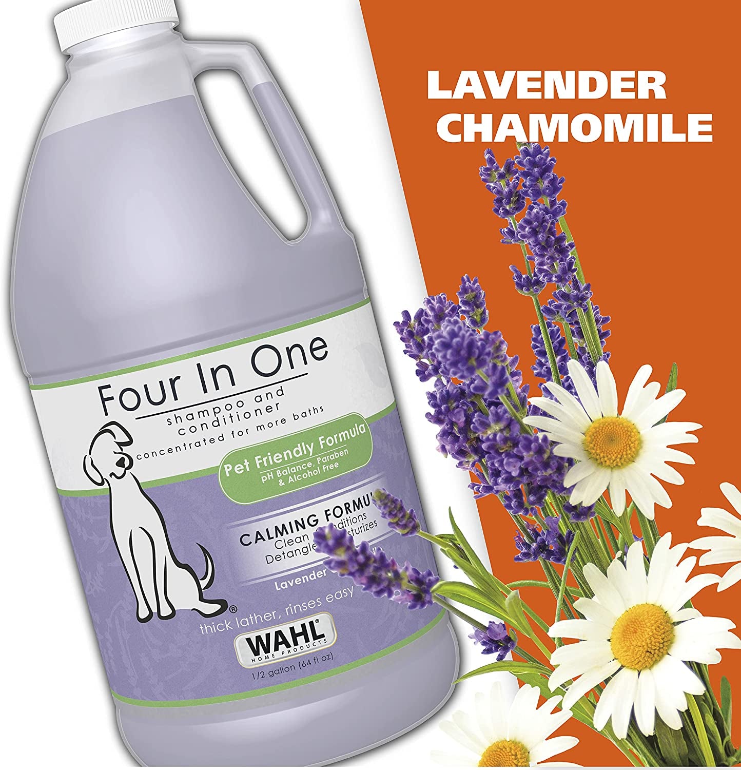 USA 4-In-1 Calming Pet Shampoo for Dogs – Cleans, Conditions, Detangles, & Moisturizes with Lavender Chamomile - Pet Friendly Formula – 64 Oz - Model 821000-050