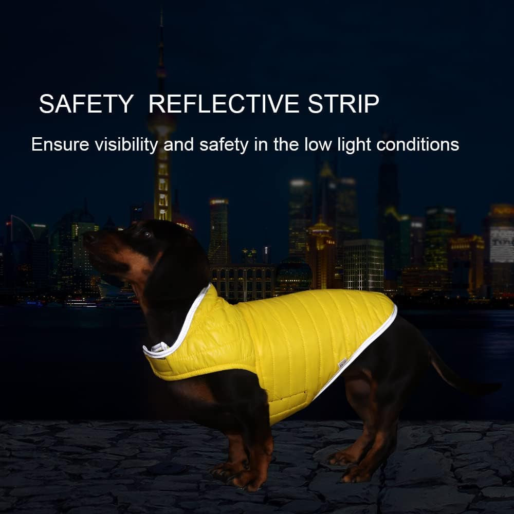 Reversible Dog Coat Cold Weather Warm Jacket Waterproof Windproof Puppy Apparel for Medium Small Pets(Orange&Brown,Xs)