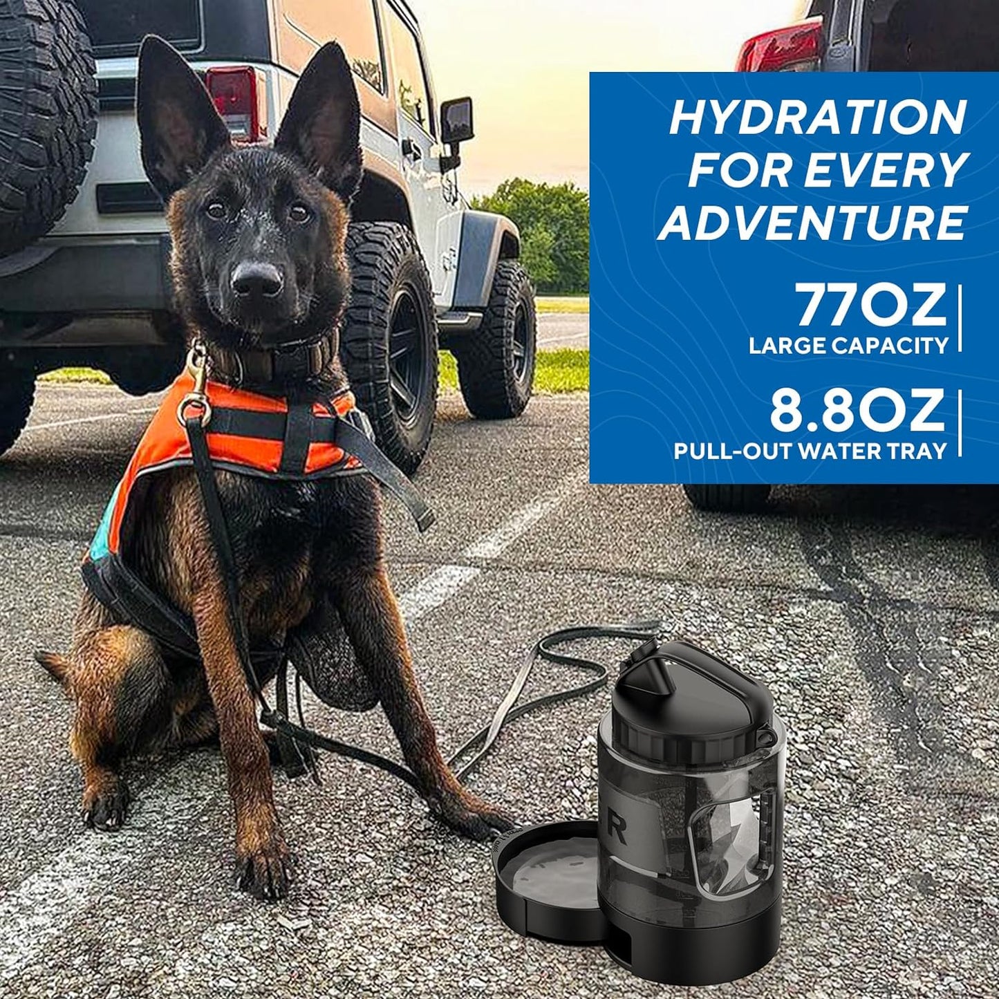 Dog Water Dispenser, 77OZ Large Dog Water Bottle Portable for Camping Dog Park Hiking, Dog Water Bowl Dispenser with Pull-Out Travel Water Bowls for Dogs Travel Water Bottle, BPA Free