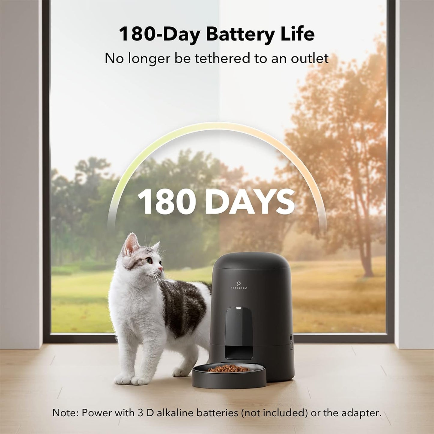 Automatic Cat Feeder, Automatic Cat Food Dispenser Battery-Operated with 180-Day Battery Life, AIR Pet Feeder for Cat & Dog, Timed Cat Feeder Program 1-6 Meals Control, 2L Auto Cat Feeder