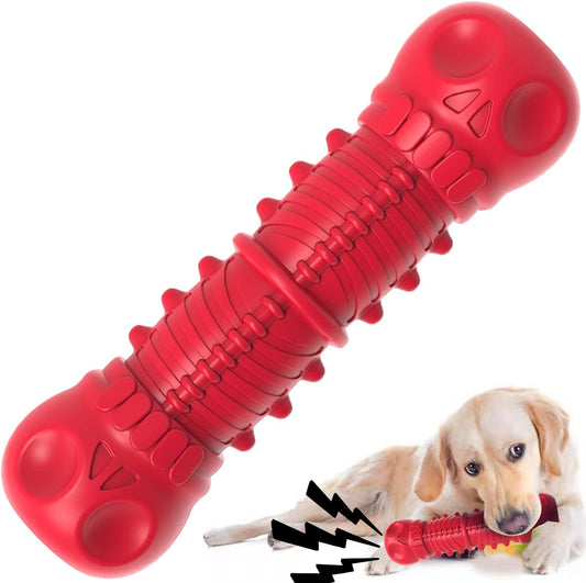 Dog Squeaky Toys for Aggressive Chewers,Indestructible Dog Chew Toys for Large Medium Breed Dog, Durable Dog Toys, Tough Dogs Toys with Natural Rubber (Red, for Larege Dogs)