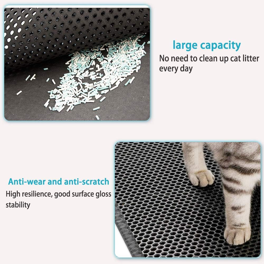 Cat Litter Mat, 15X24 Inch Litter Box Mat,Honeycomb Double Layer Trapping Litter Mat Design,Waterproof Urine Proof Kitty Litter Mat,Easy Clean Scatter Control (Grey, 15X24 Inch (Pack of 1))