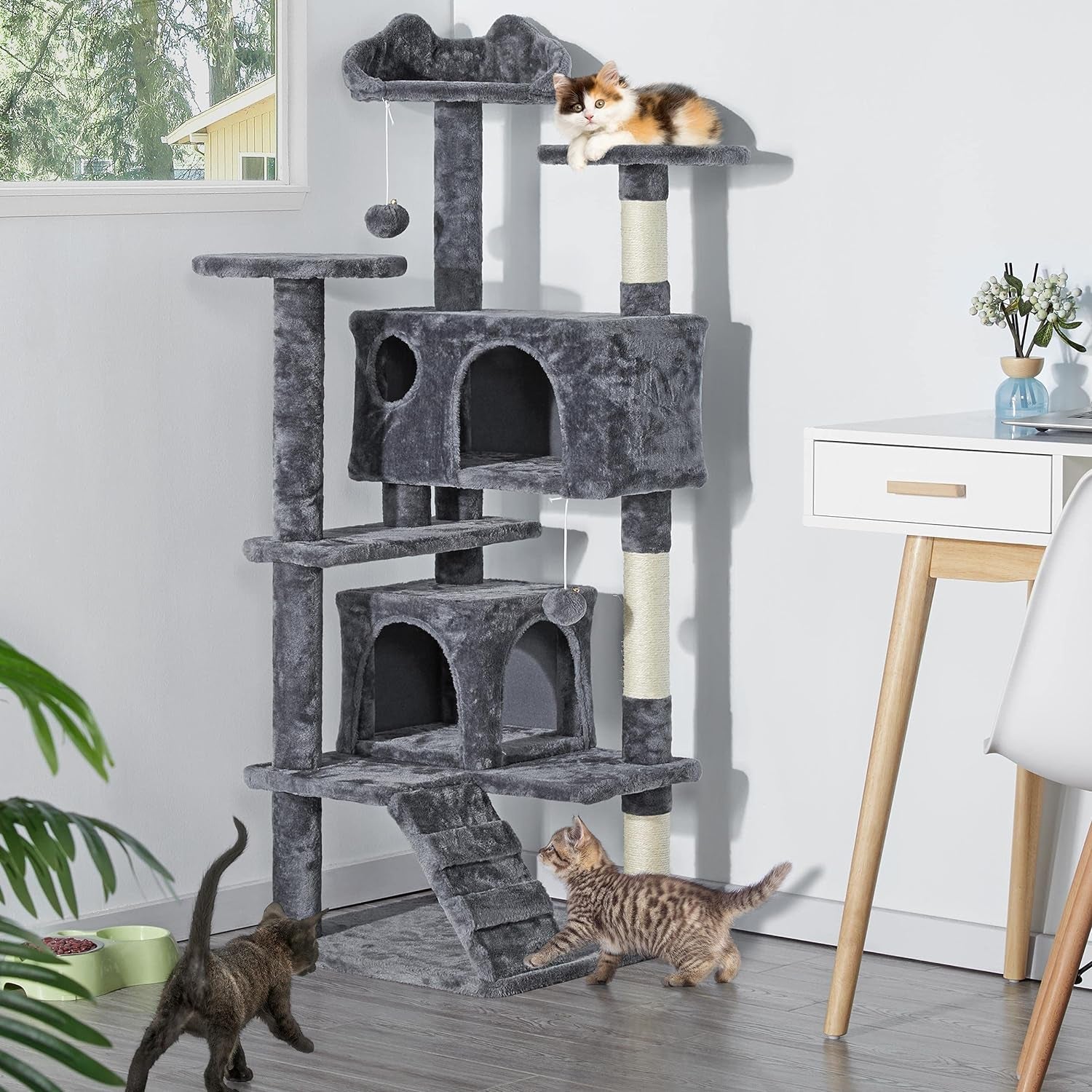 54In Cat Tree Tower Condo Furniture Scratch Post for Kittens Pet House Play
