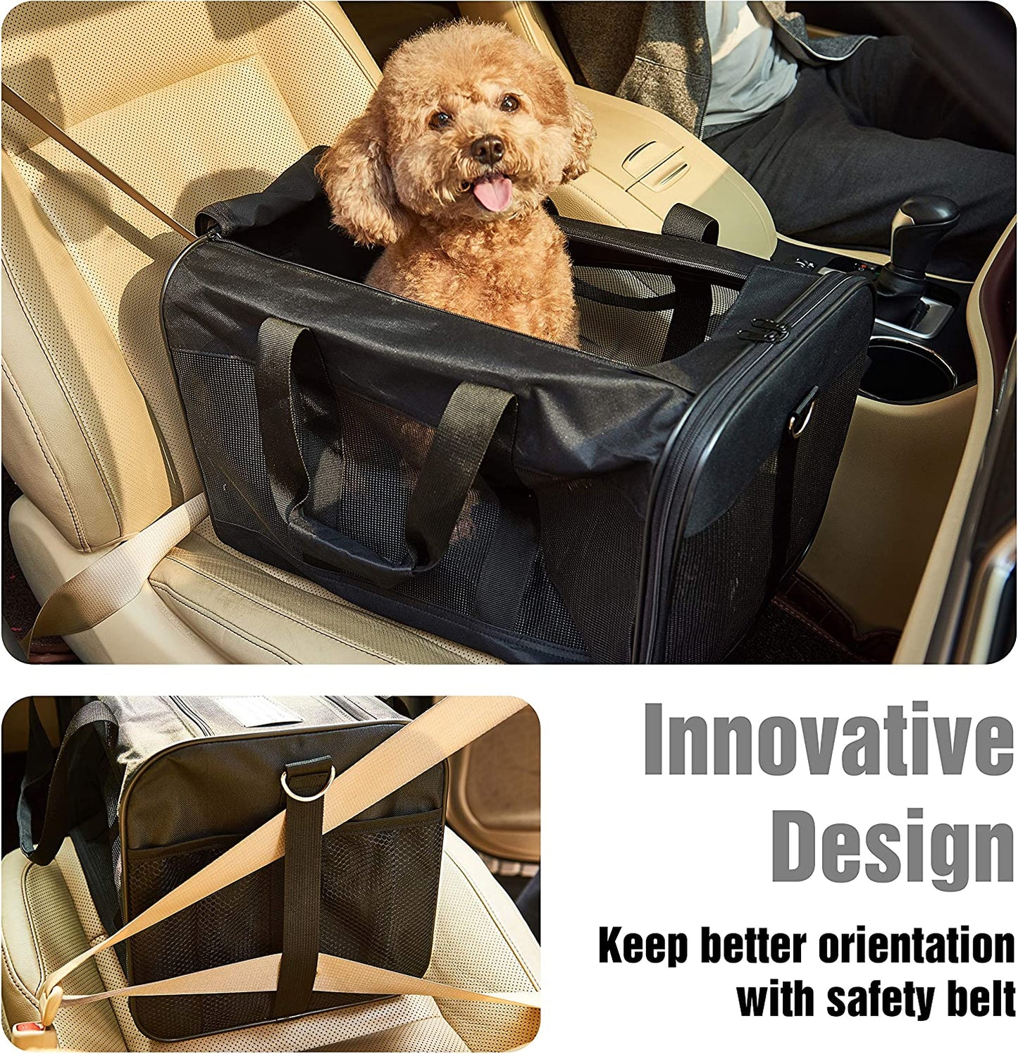 Pet Travel Carrier Soft Sided Portable Bag for Cats, Small Dogs, Kittens or Puppies, Collapsible, Durable, Airline Approved, Travel Friendly, Carry Your Pet with You Safely and Comfortably