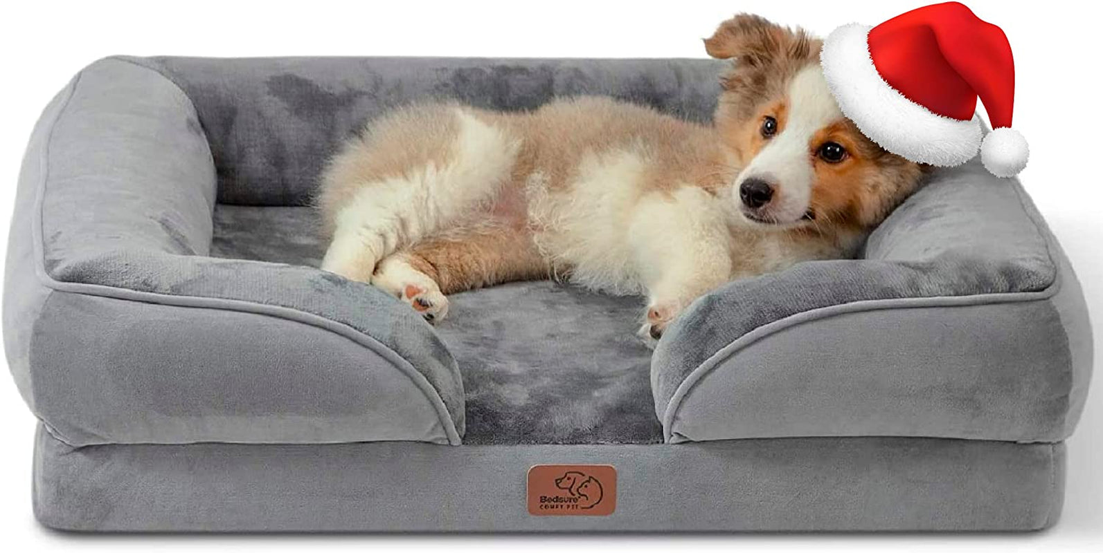 Orthopedic Dog Bed for Medium Dogs - Waterproof Dog Sofa Bed Medium, Supportive Foam Pet Couch Bed with Removable Washable Cover, Waterproof Lining and Nonskid Bottom, Grey