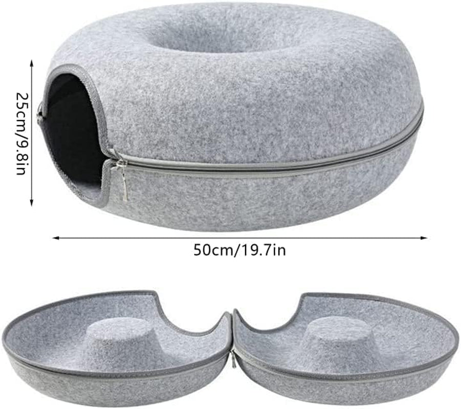 round Felt Cat Tunnel Interactive Cat Bed Removable Cat Nest Hide and Seek Wendy Cat Tunnel Bed