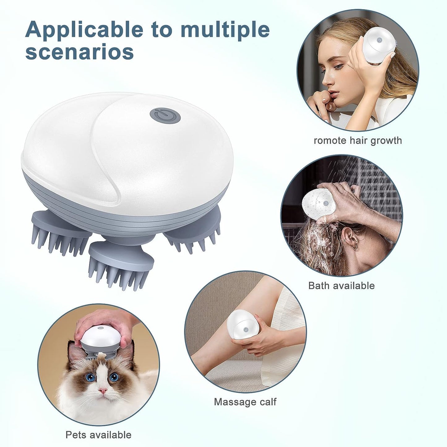Upgraded Handheld Pet Massager for Dogs and Cats, Electric Cat Massager Dog Massager, with 4 Rotatable Massage Heads, Three Modes, for Relieving Tight Stiffness Muscles, Promote Bonding