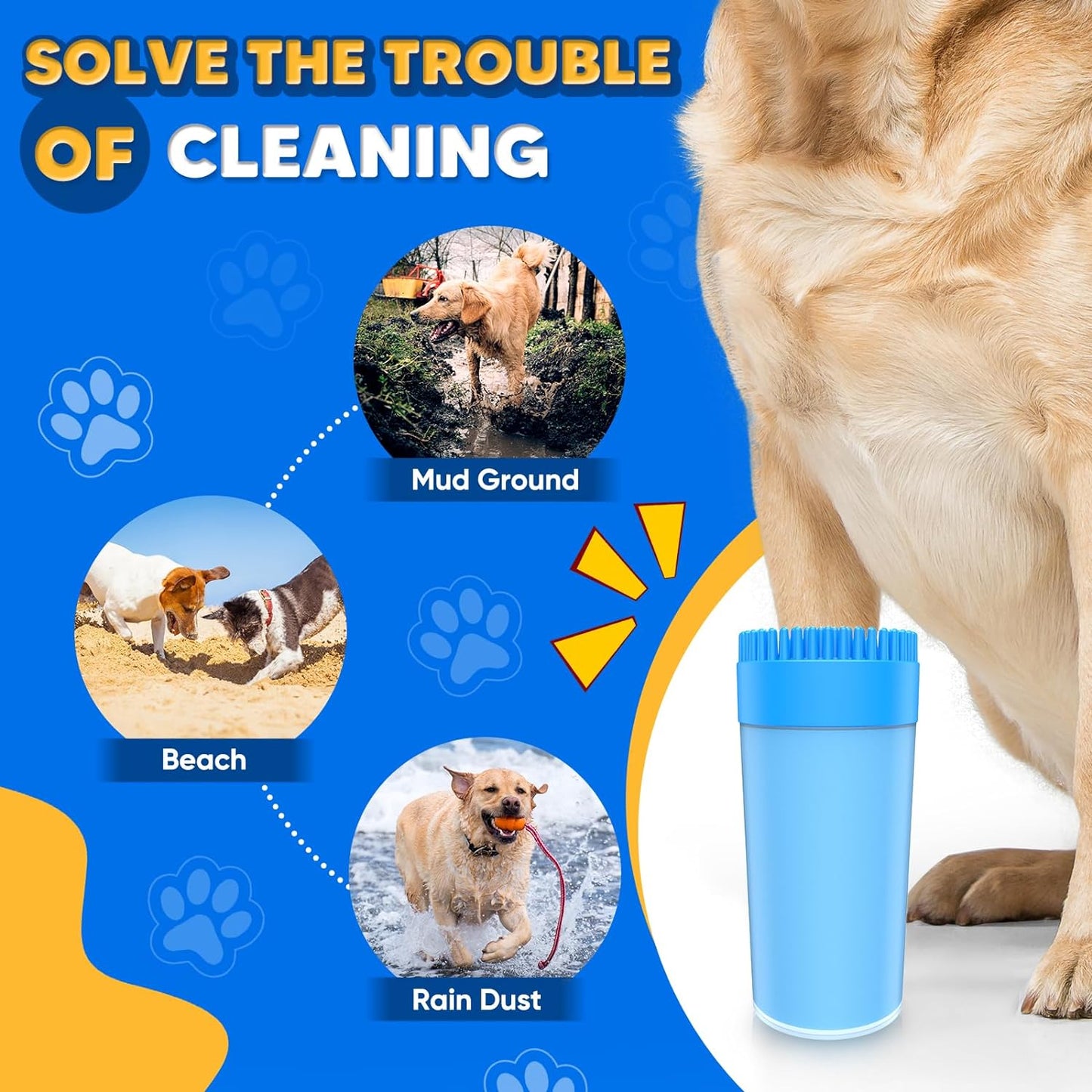 Dog Paw Cleaner,Upgrade 2 in 1 Portable Dog Paw Washer,Buddy Muddy Pet Foot Cleaner for Medium Large Breed Dogs Cats (With Absorbent Towel)